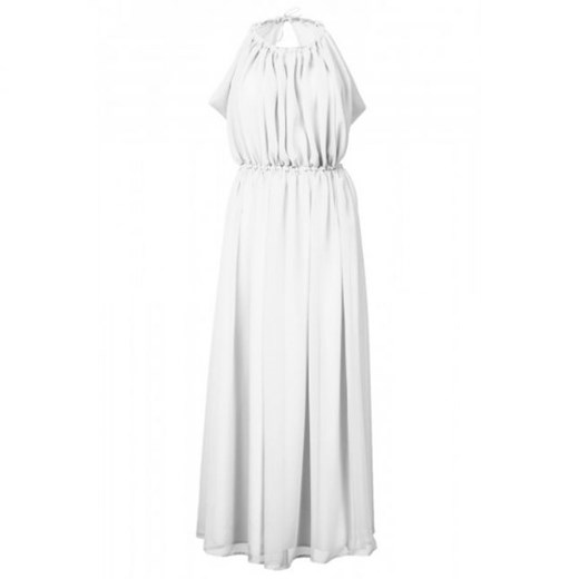 Jedwabna suknia bez pleców ecru mybaze-com bialy długie