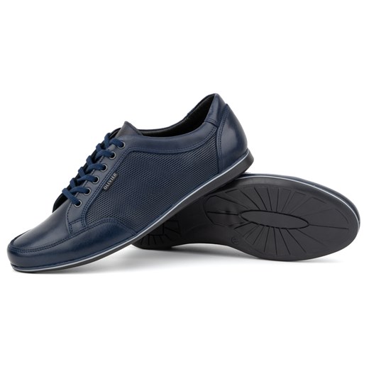 Buty męskie skórzane casual 410KNT granatowe ze sklepu butyolivier w kategorii Półbuty męskie - zdjęcie 166528805