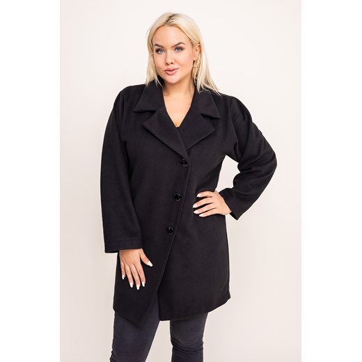 Czarny Płaszcz jednorzędowy ELMIRIA ze sklepu TONO w kategorii Płaszcze damskie - zdjęcie 166541609