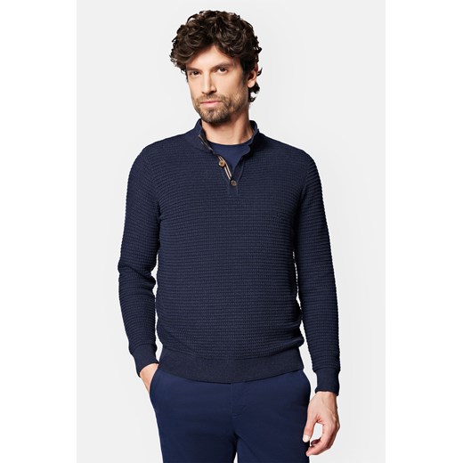 Sweter Granatowy Rozpinany z Bawełną Jonathan ze sklepu Lancerto S.A. w kategorii Swetry męskie - zdjęcie 166543846