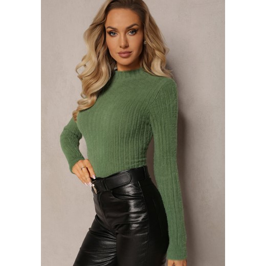 Sweter damski Renee zielony wełniany 