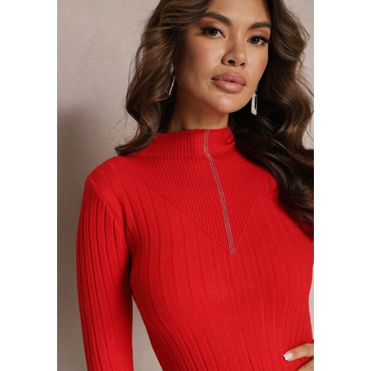 Sweter damski czerwony Renee z golfem 