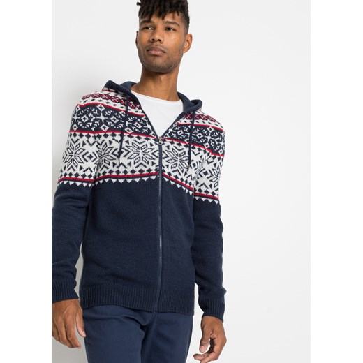 Sweter rozpinany w norweski wzór 64/66 (3XL) bonprix