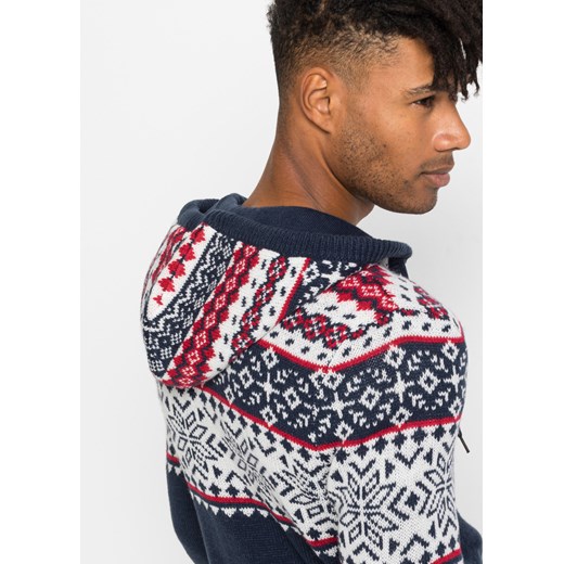 Sweter rozpinany w norweski wzór 68/70 (4XL) bonprix