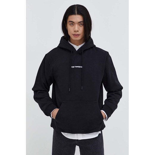The Kooples bluza bawełniana męska kolor czarny z kapturem z nadrukiem HSWE28017K ze sklepu ANSWEAR.com w kategorii Bluzy męskie - zdjęcie 166583609