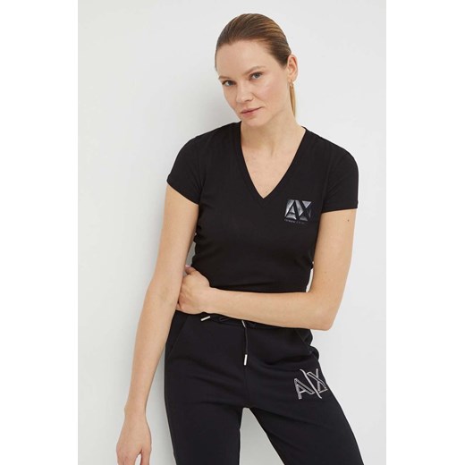 Armani Exchange t-shirt bawełniany damski kolor czarny 3DYT03 YJ3RZ ze sklepu ANSWEAR.com w kategorii Bluzki damskie - zdjęcie 166584077