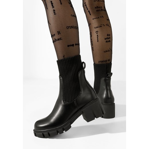 Czarne botki płaskie z elastyczną cholewką Betania ze sklepu Zapatos w kategorii Botki - zdjęcie 166606406