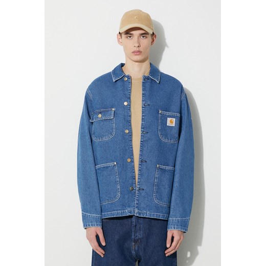 Carhartt WIP kurtka jeansowa OG Chore Coat męska kolor niebieski przejściowa oversize I031896.106 ze sklepu PRM w kategorii Kurtki męskie - zdjęcie 166607567