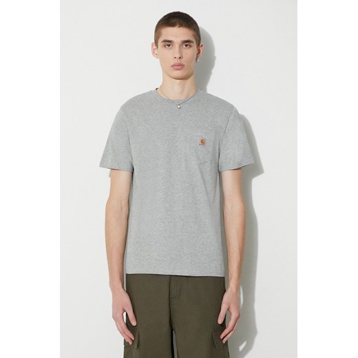Carhartt WIP t-shirt bawełniany S/S Pocket T-Shirt męski kolor szary melanżowy I030434.V6XX ze sklepu PRM w kategorii T-shirty męskie - zdjęcie 166607617