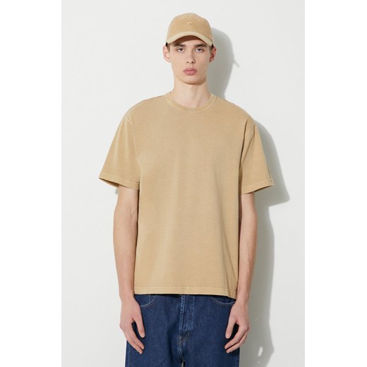 Carhartt WIP t-shirt bawełniany S/S Taos T-Shirt męski kolor beżowy gładki I032847.1YAGD ze sklepu PRM w kategorii T-shirty męskie - zdjęcie 166607619