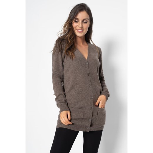 Perfect Cashmere Kaszmirowy kardigan &quot;Pearl&quot; w kolorze szarobrązowym ze sklepu Limango Polska w kategorii Swetry damskie - zdjęcie 166609096