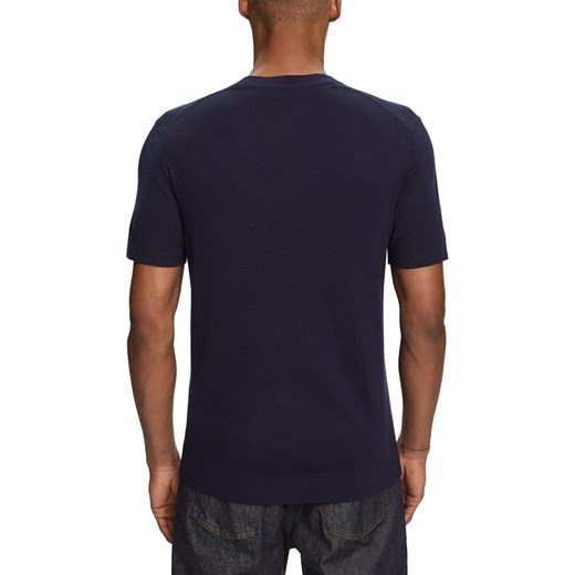 Esprit t-shirt męski czarny z krótkim rękawem z kaszmiru 