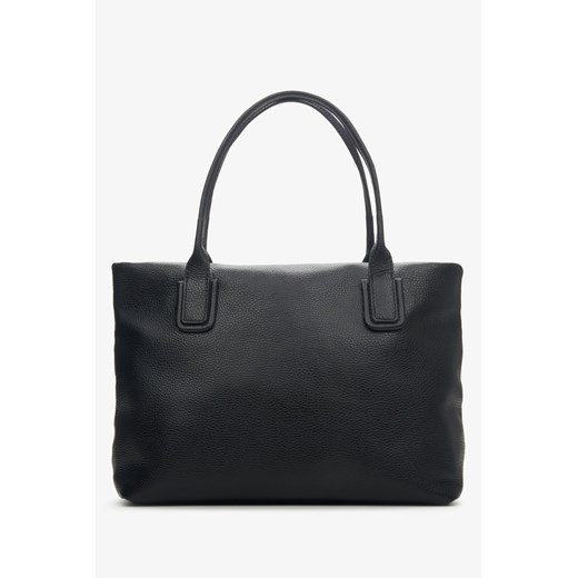 Estro: Czarna torebka damska typu shopper z włoskiej skóry naturalnej ze sklepu Estro w kategorii Torby Shopper bag - zdjęcie 166616697