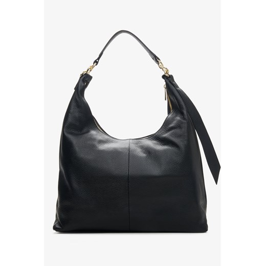 Estro: Czarna shopperka damska z włoskiej skóry naturalnej ze sklepu Estro w kategorii Torby Shopper bag - zdjęcie 166616698