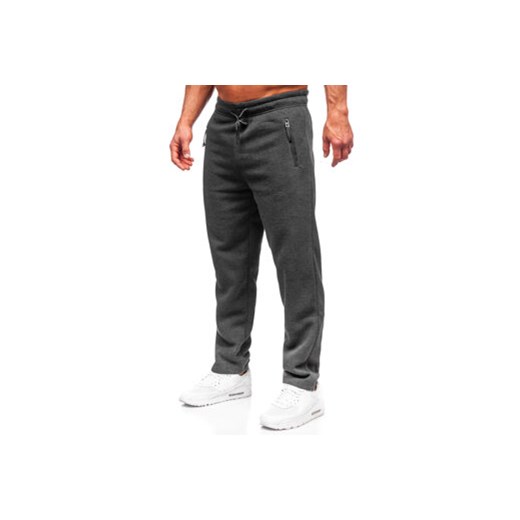 Antracytowe spodnie męskie dresowe nadwymiarowe Denley JX9826 4XL okazyjna cena Denley