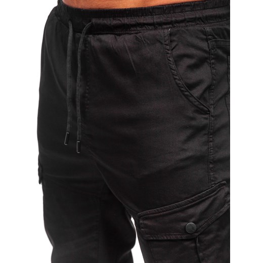 Czarne spodnie materiałowe joggery bojówki męskie Denley 384 34/L wyprzedaż Denley