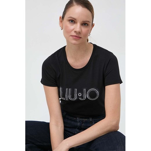 Liu Jo t-shirt bawełniany damski kolor czarny ze sklepu ANSWEAR.com w kategorii Bluzki damskie - zdjęcie 166625668
