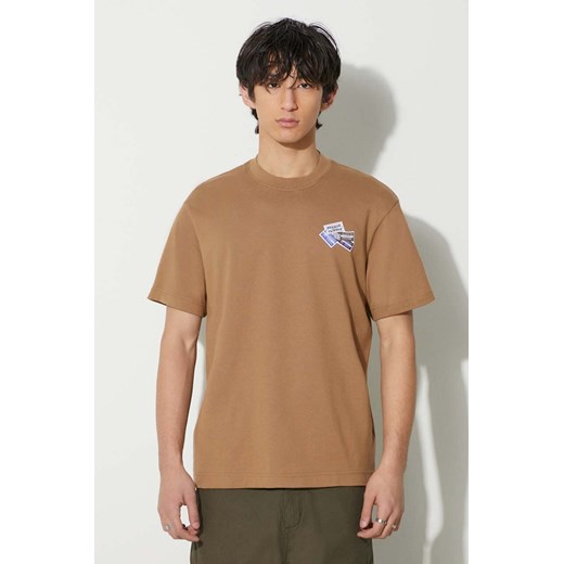 Lacoste t-shirt bawełniany męski kolor brązowy z aplikacją ze sklepu PRM w kategorii T-shirty męskie - zdjęcie 166633706
