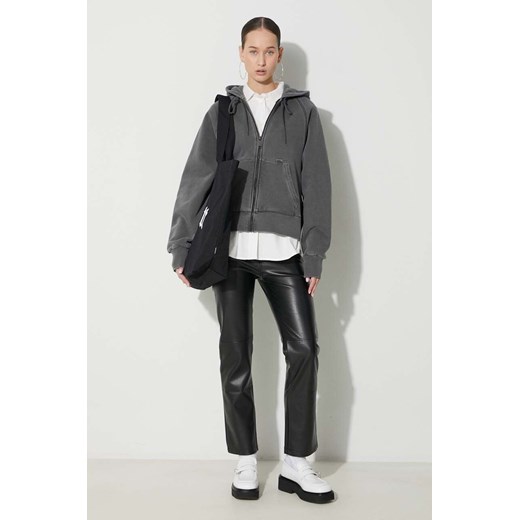 Carhartt WIP bluza bawełniana Hooded Taos Jacket damska kolor szary z kapturem M PRM