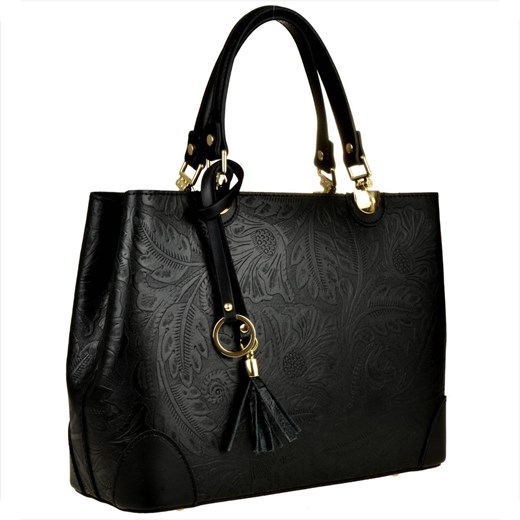 Skórzana torebka shopper kuferek l czarna złote okucia ze sklepu melon.pl w kategorii Torby Shopper bag - zdjęcie 166637589