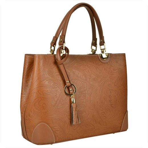 Skórzana torebka shopper kuferek l brąz camel ze sklepu melon.pl w kategorii Torby Shopper bag - zdjęcie 166637867