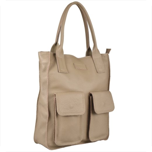 Vera pelle duża torebka włoska shopper bag ciepły beż skóra ze sklepu melon.pl w kategorii Torby Shopper bag - zdjęcie 166637907