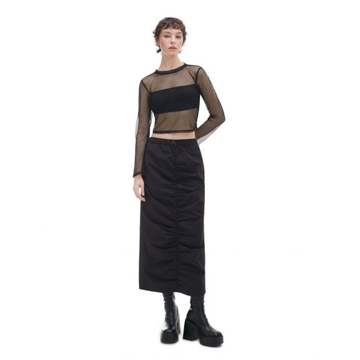 Cropp - Czarna spódnica maxi z marszczeniem - czarny ze sklepu Cropp w kategorii Spódnice - zdjęcie 166637999