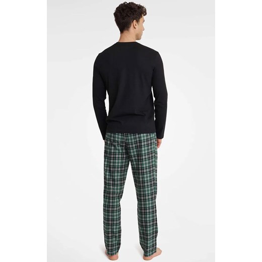 Piżama męska ze spodniami w kratę w kolorze czarno-zielonym Usher 40946-99X, Henderson XL wyprzedaż Intymna