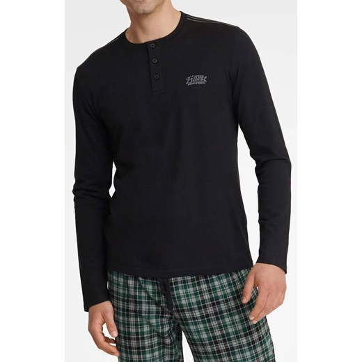 Piżama męska ze spodniami w kratę w kolorze czarno-zielonym Usher 40946-99X, Henderson XL wyprzedaż Intymna