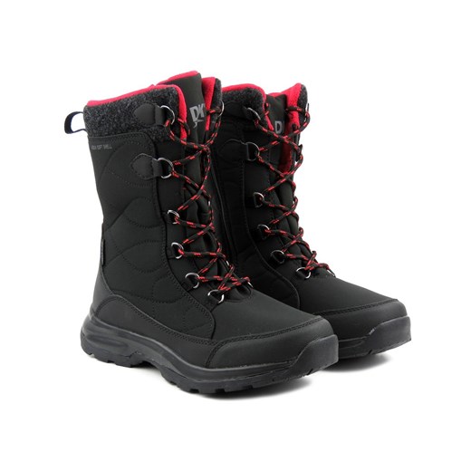 Wysokie buty zimowe, śniegowce damskie DK TECH SoftShell 2105, czarno-czerwone ze sklepu ulubioneobuwie w kategorii Śniegowce damskie - zdjęcie 166641666