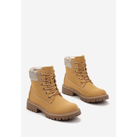 Workery damskie Born2be żółte sznurowane 