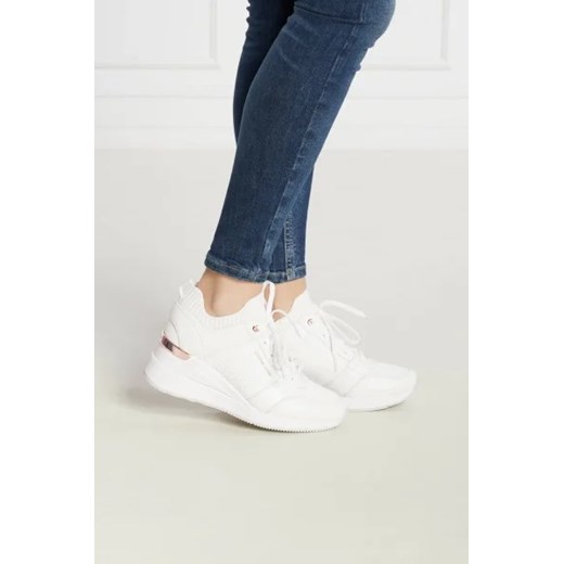 Buty sportowe damskie Michael Kors sneakersy sznurowane białe z tkaniny na platformie 