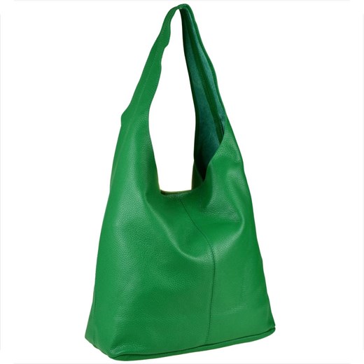 Torebka worek skórzana zielona shopper magnes ze sklepu melon.pl w kategorii Torby Shopper bag - zdjęcie 166658128