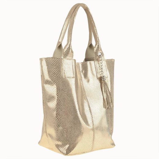 Torba worek złoty ze skóry naturalnej xl ze sklepu melon.pl w kategorii Torby Shopper bag - zdjęcie 166658429