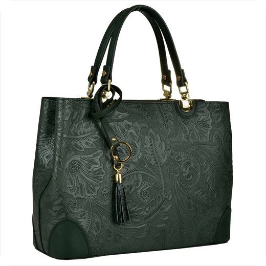 Skórzana torebka shopper kuferek l zielona ze sklepu melon.pl w kategorii Torby Shopper bag - zdjęcie 166658896