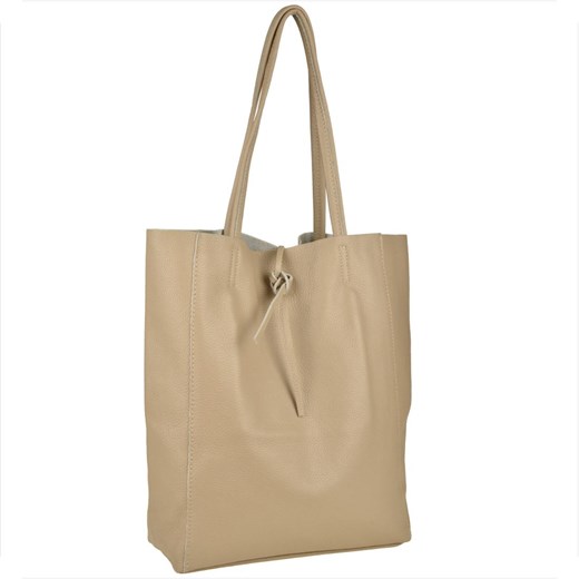 Torebka skórzana super lekka shopper ciepły beż ze sklepu melon.pl w kategorii Torby Shopper bag - zdjęcie 166658968