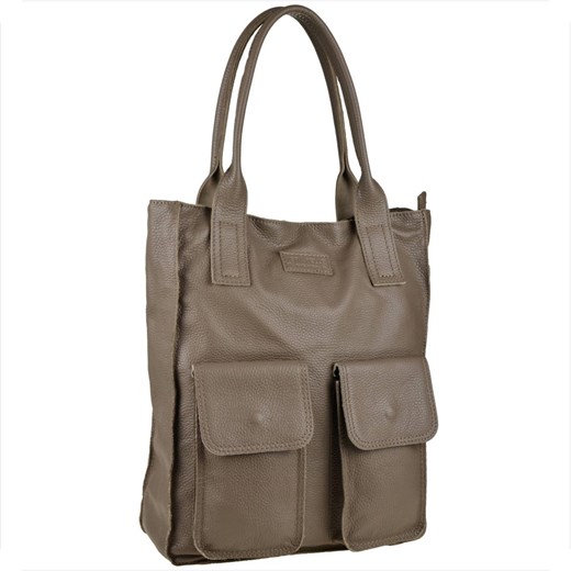 Vera pelle duża brąz taupe torebka włoska shopper bag skóra ze sklepu melon.pl w kategorii Torby Shopper bag - zdjęcie 166659025