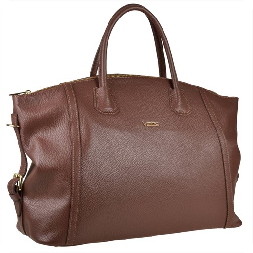 Bardzo duża torebka skórzana brązowa shopper bag xxl weekendowa ze sklepu melon.pl w kategorii Torby Shopper bag - zdjęcie 166659135