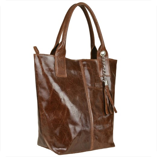 Torba worek brąz koniak ze skóry naturalnej lekka xl ze sklepu melon.pl w kategorii Torby Shopper bag - zdjęcie 166659566