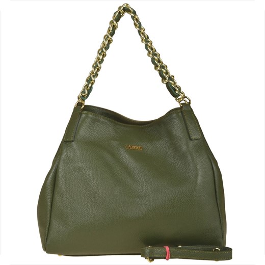 Duża skórzana torba damska shopper bag zieleń oliwkowa ze sklepu melon.pl w kategorii Torby Shopper bag - zdjęcie 166659577