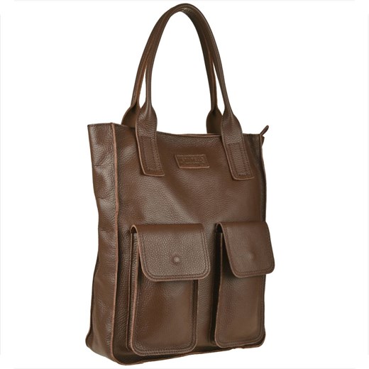 Vera pelle duża torebka włoska shopper bag skóra naturalna brąz ze sklepu melon.pl w kategorii Torby Shopper bag - zdjęcie 166659669