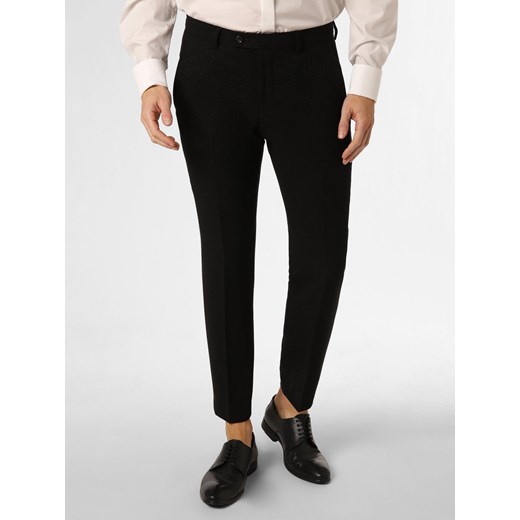 Finshley & Harding London Męskie spodnie od garnituru modułowego Mężczyźni Slim Fit czarny jednolity ze sklepu vangraaf w kategorii Spodnie męskie - zdjęcie 166663959