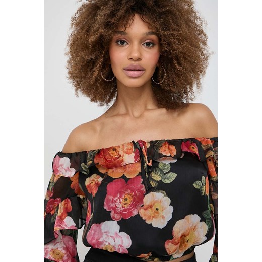 Guess bluzka damska kolor czarny wzorzysta Guess XS ANSWEAR.com