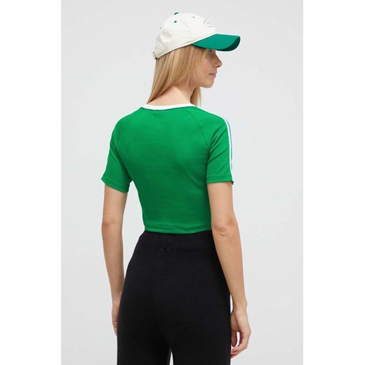 adidas Originals t-shirt 3-Stripes Baby Tee damski kolor zielony IP0666 M ANSWEAR.com