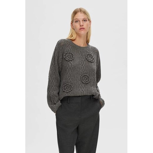 SELECTED Sweter z wełną - Szary - Kobieta - L (L) XS(XS) promocja Halfprice