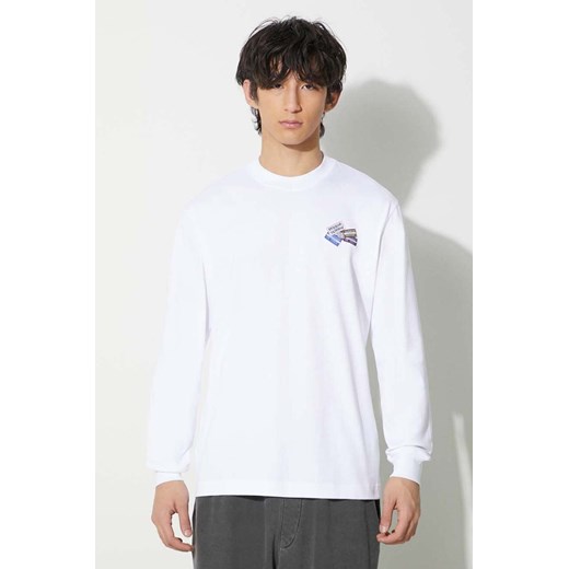 Lacoste longsleeve bawełniany kolor biały z aplikacją TH2061 001 ze sklepu PRM w kategorii T-shirty męskie - zdjęcie 166669429