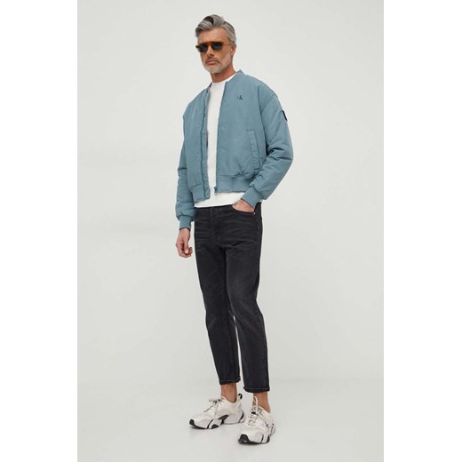 Calvin Klein Jeans kurtka bomber męski kolor niebieski przejściowa oversize S ANSWEAR.com