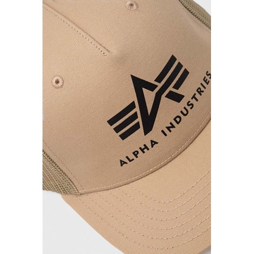 Alpha Industries czapka z daszkiem kolor brązowy z nadrukiem 186902.14-BRAZOWY Alpha Industries One Size PRM