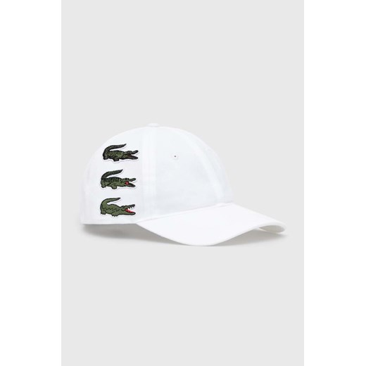 Lacoste czapka z daszkiem bawełniana kolor biały z aplikacją RK3523 001 ze sklepu PRM w kategorii Czapki z daszkiem damskie - zdjęcie 166674726