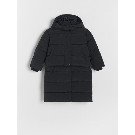 Reserved - Płaszcz z odpinanym dołem - czarny ze sklepu Reserved w kategorii Płaszcze dziewczęce - zdjęcie 166683628